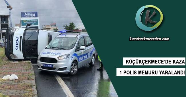 Küçükçekmece'de Polis Aracı Devrildi Küçükçekmece'de Polis Aracı Devrildi