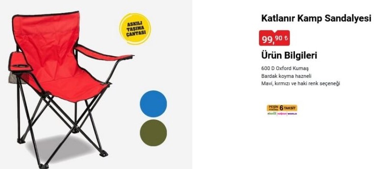 BİM Kamp Sandalyesi Fiyatları