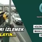 Küçükçekmece'de Taksi Bariyerlere Girdi